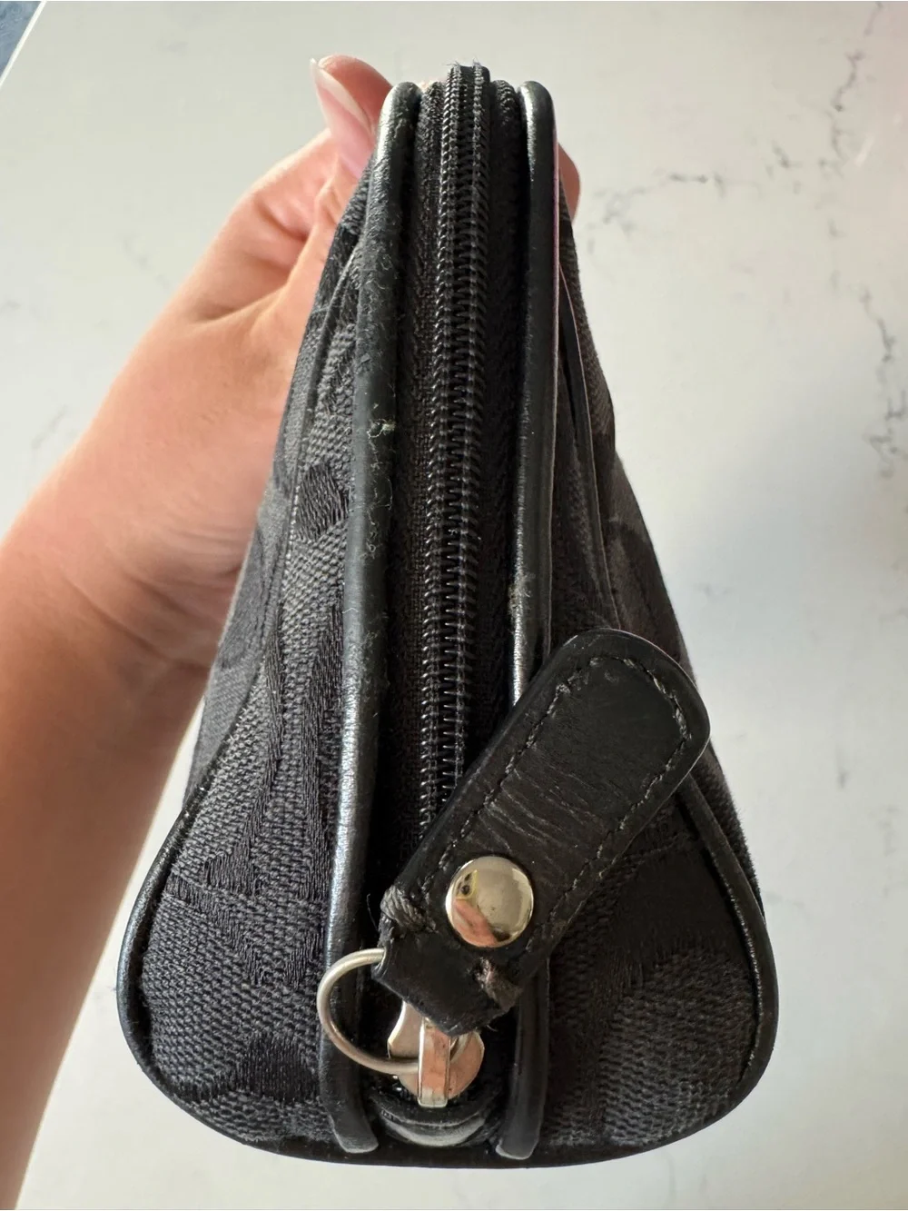 Coach black large cosmetic bag in signature canvas